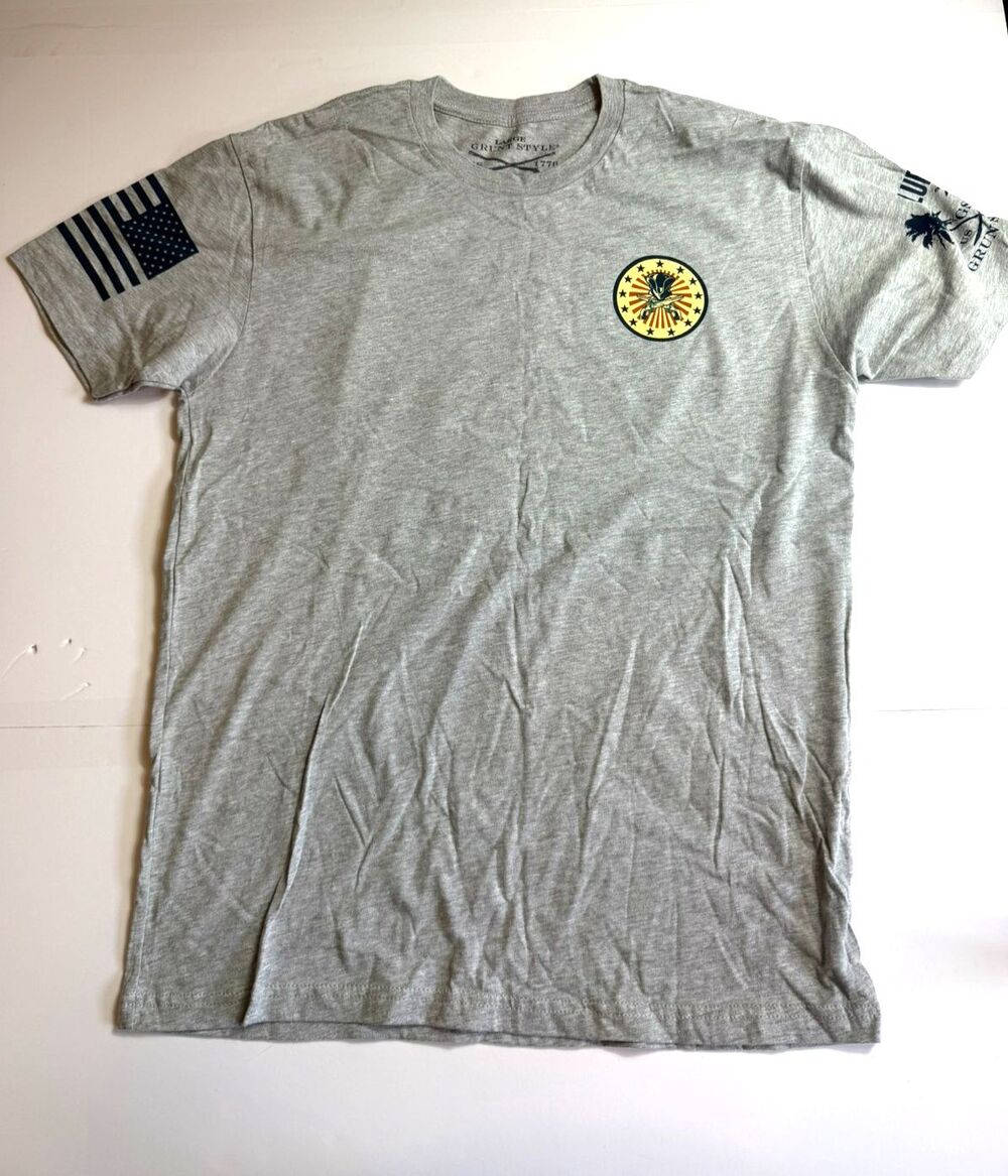 Grunt Style "This We'll Defend" Graphic Tee Gray L Patriotic 1776 Military